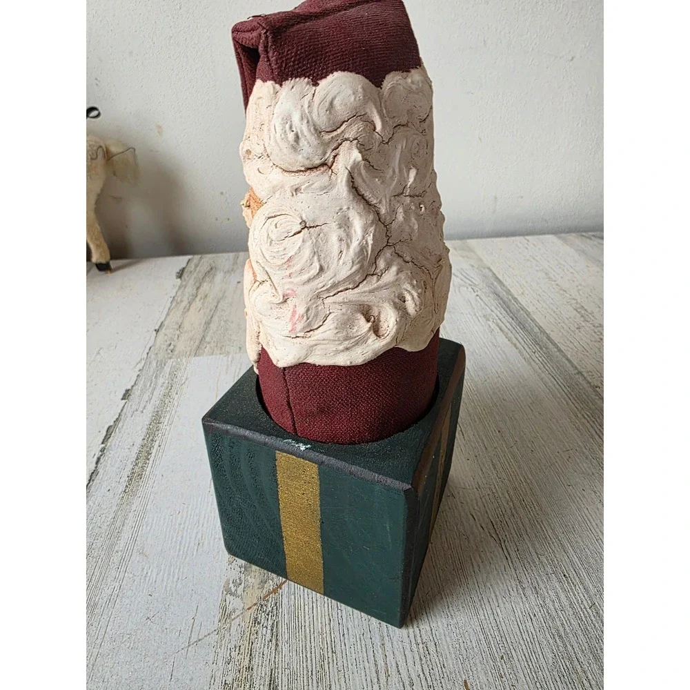 Vintage MM Santa wooden country folk art statue figurine present Jack in the Box